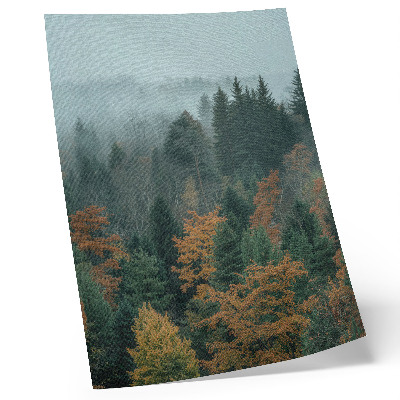 Impressão em tela Árvores verdes, neblina, folhas alaranjadas, paz
