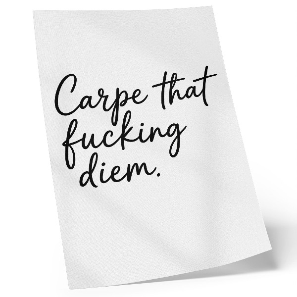 Impressão em tela Fonte preta sobre fundo branco com um slogan motivacional