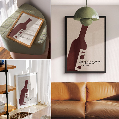 Arte de parede Gráficos minimalistas em tons de vinho.