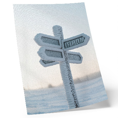 Arte de parede Sinalização direcional minimalista de inverno coberta de neve
