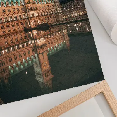 Poster para cozinha com estética de arquitetura clássica ao entardecer