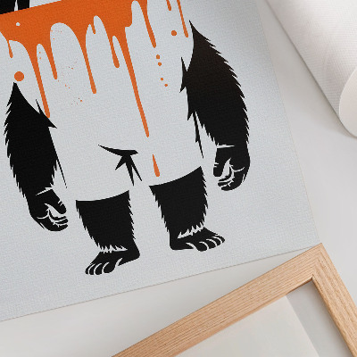 Poster decorativo Um gorila de macacão contra um fundo laranja vibrante.