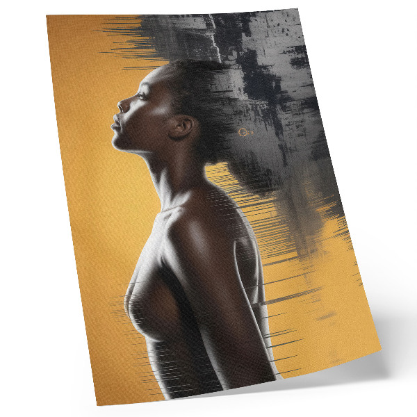 Poster decorativo Figura feminina elegante em contraste amarelo e preto