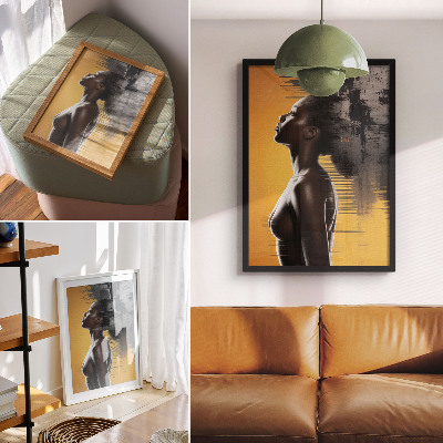 Poster decorativo Figura feminina elegante em contraste amarelo e preto