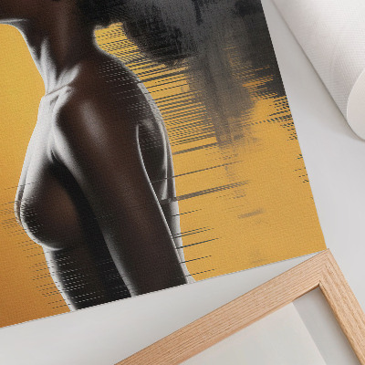 Poster decorativo Figura feminina elegante em contraste amarelo e preto