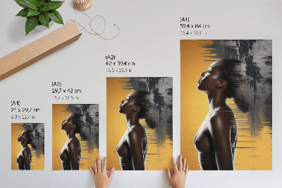 Poster decorativo Figura feminina elegante em contraste amarelo e preto