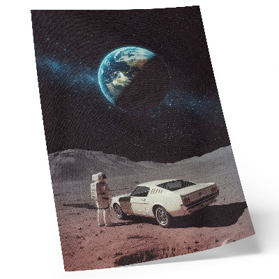 Impressão em tela Astronauta na Lua, carro, estrelas da Terra