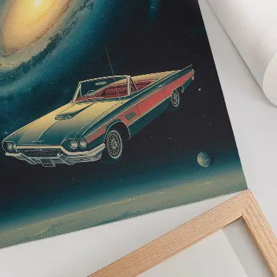 Arte de parede um carro no espaço com uma combinação fantástica