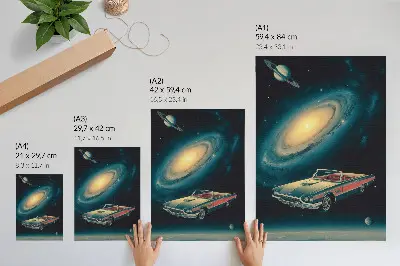Arte de parede um carro no espaço com uma combinação fantástica
