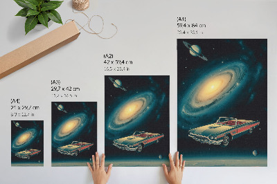 Arte de parede Um carro no espaço é uma combinação fantástica.