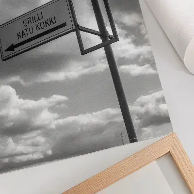 Poster decorativo sinalização rodoviária em preto e branco com estética moderna
