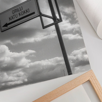 Poster decorativo Sinalização rodoviária em preto e branco obscurece a modernidade.