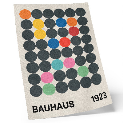 Poster para cozinha Círculos geométricos pretos em cores vibrantes, inspiração Bauhaus