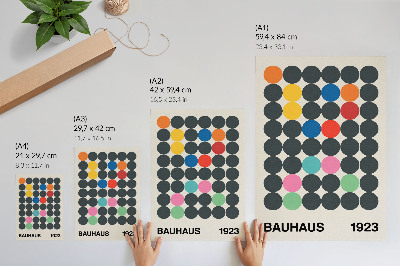 Poster para cozinha Círculos geométricos pretos em cores vibrantes, inspiração Bauhaus