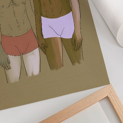 Arte de parede Ilustração de homens de cueca em tons quentes.