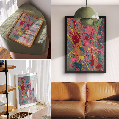 Poster para cozinha Manchas nas cores amarelo, rosa e turquesa.