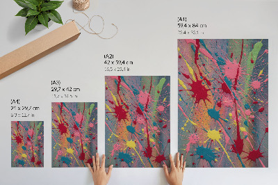 Poster para cozinha Manchas nas cores amarelo, rosa e turquesa.