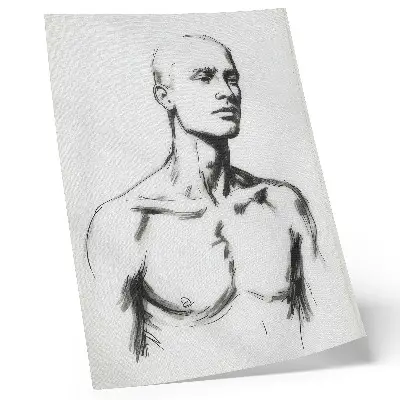 Impressão em tela desenho em preto e branco de figura masculina