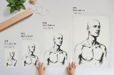 Impressão em tela Desenho em preto e branco da figura de um homem.