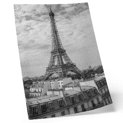 Poster para cozinha com elegante perspectiva moderna da Torre Eiffel em tons de cinza