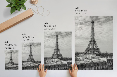 Poster para cozinha Elegante perspectiva moderna em tons de cinza da Torre Eiffel