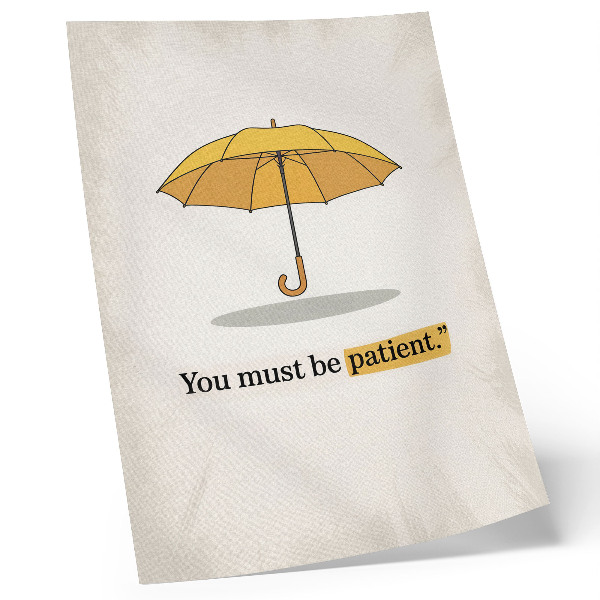 Poster decorativo minimalismo em fundo creme com guarda-chuva amarelo