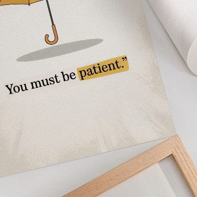 Poster decorativo minimalismo em fundo creme com guarda-chuva amarelo