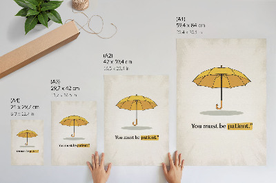 Poster decorativo minimalismo em fundo creme com guarda-chuva amarelo
