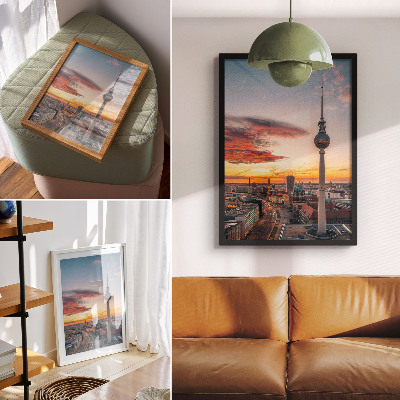Arte de parede Torre da cidade ao pôr do sol