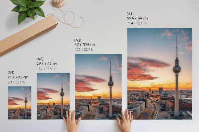 Arte de parede Torre da cidade ao pôr do sol