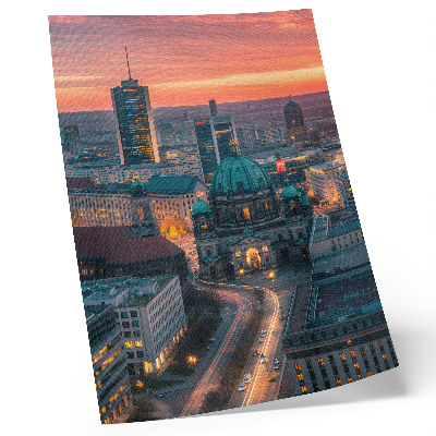 Poster para cozinha Cidade moderna à noite com iluminação aconchegante.