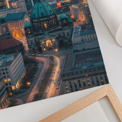 Poster para cozinha Cidade moderna à noite com iluminação aconchegante.