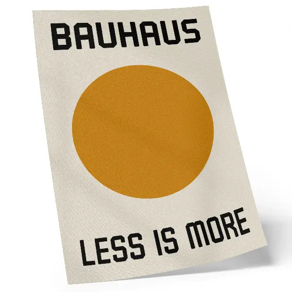 Poster decorativo círculo minimalista Bauhaus com fundo creme