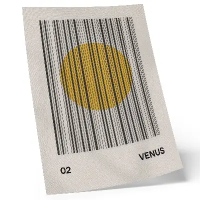 Poster para cozinha com arte óptica de linhas de contraste em círculo amarelo