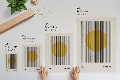 Poster para cozinha linhas de contraste círculo amarelo arte óptica