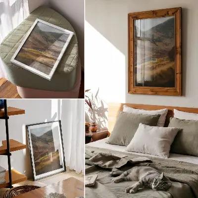 Impressão em tela paisagem montanhosa com cabana isolada na natureza