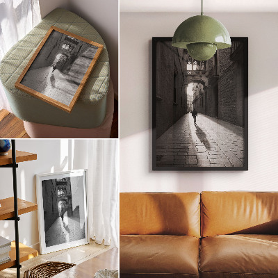 Poster decorativo Fotografia em preto e branco de uma rua com arquitetura.