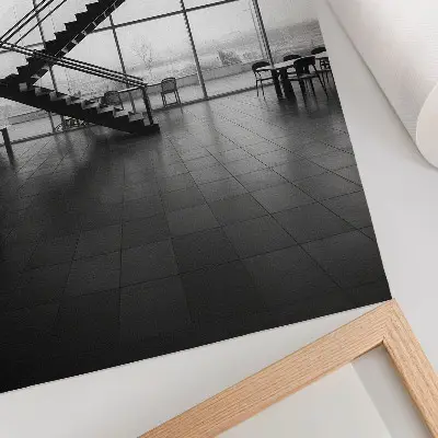Poster para cozinha com estampa de escadas modernas e elegância geométrica