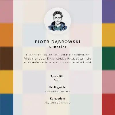 Poster decorativo com gráficos minimalistas e retângulos azuis