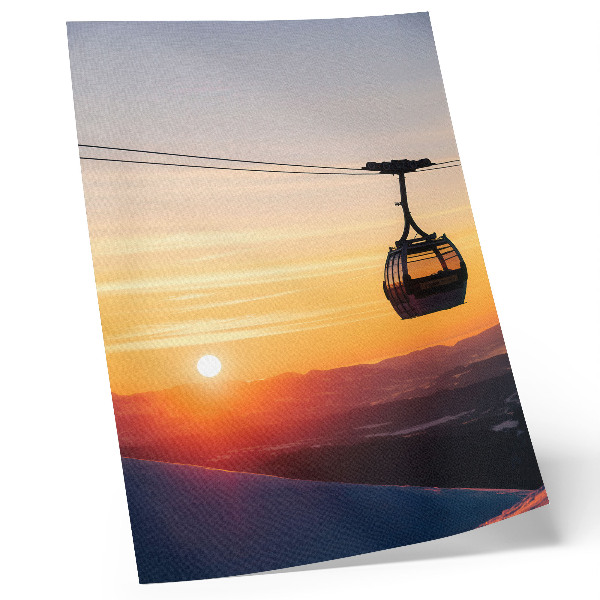 Arte de parede Teleférico ao pôr do sol nas montanhas