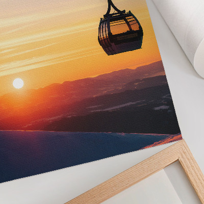 Arte de parede Teleférico ao pôr do sol nas montanhas