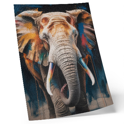 Arte de parede Silhueta colorida de elefante com toques modernos e surrealismo.