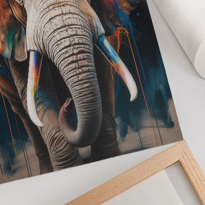 Arte de parede Silhueta colorida de elefante com toques modernos e surrealismo.