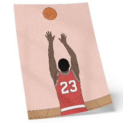 Poster para cozinha jogadora de basquete rosa pastel com bola no ar