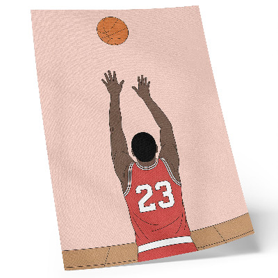 Poster para cozinha Jogadora de basquete rosa pastel com uma bola no ar.