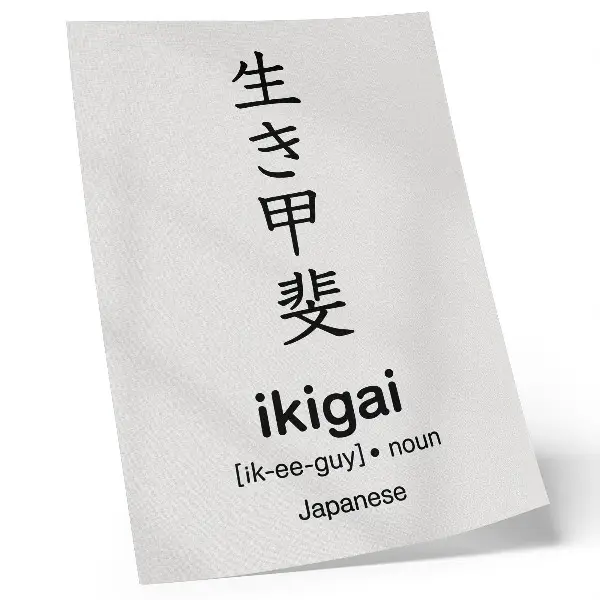 Poster para cozinha com estética minimalista de caracteres japoneses em preto e branco