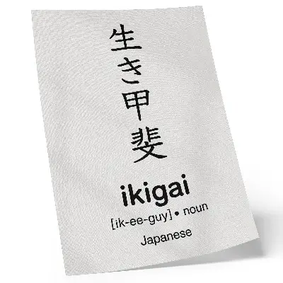 Poster para cozinha com estética minimalista de caracteres japoneses em preto e branco