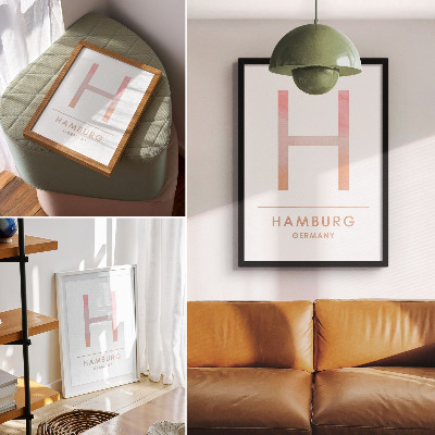 Impressão em tela Letra H minimalista com detalhes modernos em tons pastel.