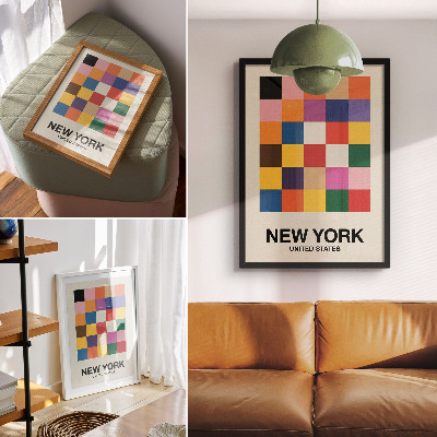 Poster para cozinha Ambiente criativo com quadrados coloridos