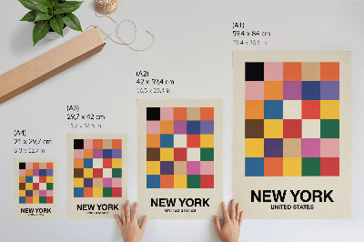Poster para cozinha Ambiente criativo com quadrados coloridos